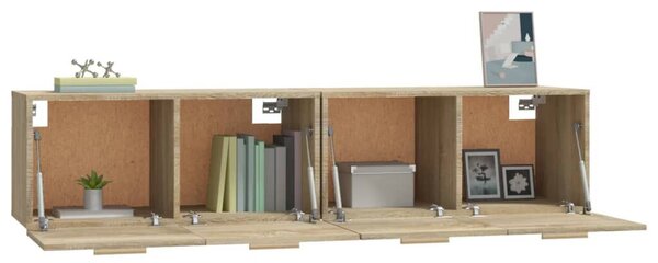 2 db sonoma tölgy színű szerelt fa faliszekrény 80x35x36,5 cm