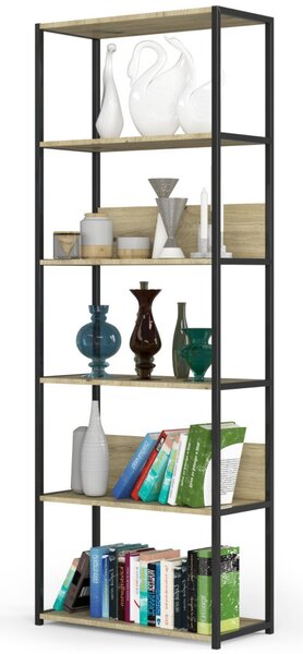 AKORD Loft Ipari Polcos Állvány Artisan Tölgy Fekete 6 Polcos REGINDCZARARTCL700
