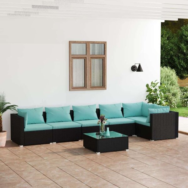 VidaXL Kerti Ülőgarnitúra - 7 részes - Fekete Polyrattan