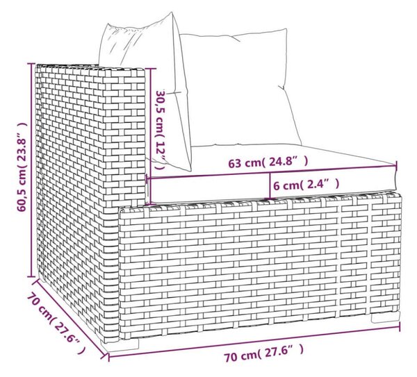 VidaXL Kerti Ülőgarnitúra - 7 részes - Fekete Polyrattan