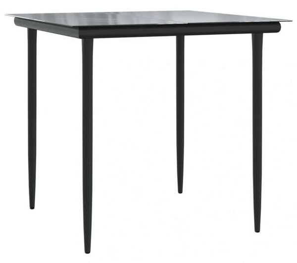 Elegáns 5 Részes Fekete Polyrattan Kerti Étkezőgarnitúra