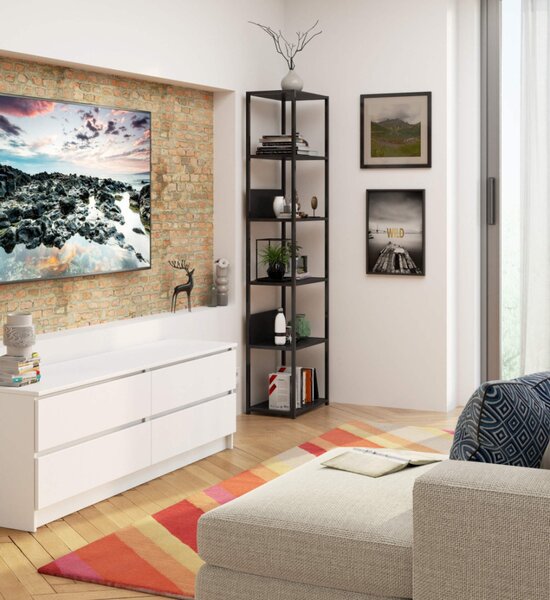 AKORD Loft Ipari Polcos Állvány Fekete Matt REGINDCZARCZARCL500