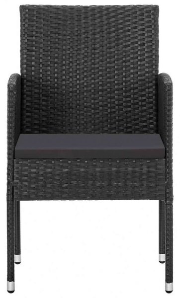 Elegáns 5 Részes Fekete Polyrattan Kerti Étkezőgarnitúra
