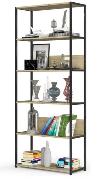 AKORD Loft Ipari Polcos Állvány Artisan Tölgy Fekete 6 Polcos REGINDCZARARTCL800