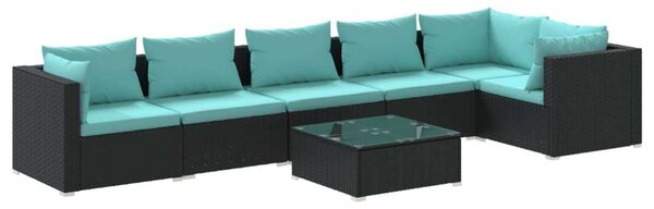 VidaXL Kerti Ülőgarnitúra - 7 részes - Fekete Polyrattan