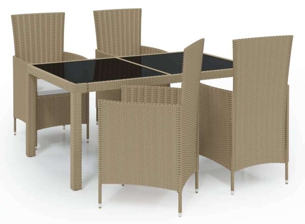 VidaXL Kerti Étkezőgarnitúra - Polyrattan - 5 részes - Bézs