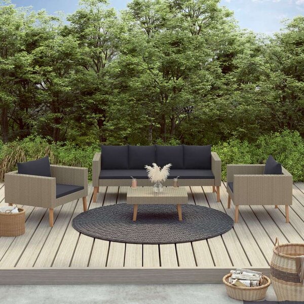 Polyrattan Kerti Ülőgarnitúra - 4 részes - Bézs
