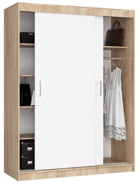 AKORD Mono CLP Tolóajtós Szekrény Sonoma Tölgy-Fehér 150cm