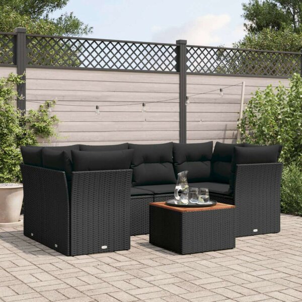 VidaXL Polyrattan Kerti Ülőgarnitúra - 7 részes - Fekete