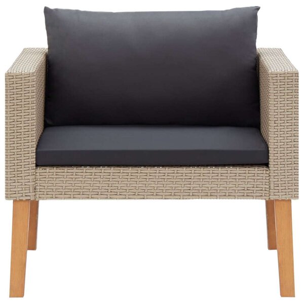 Polyrattan Kerti Ülőgarnitúra - 4 részes - Bézs