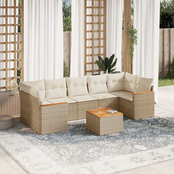 VidaXL Polyrattan Kerti Ülőgarnitúra - 8 részes - Bézs