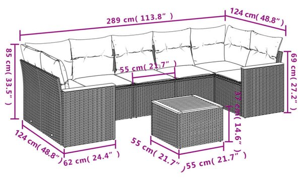 VidaXL Polyrattan Kerti Ülőgarnitúra - 8 részes - Bézs