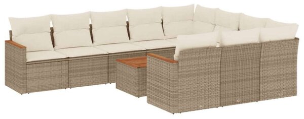 VidaXL Polyrattan Kerti Ülőgarnitúra - 11 részes - Bézs