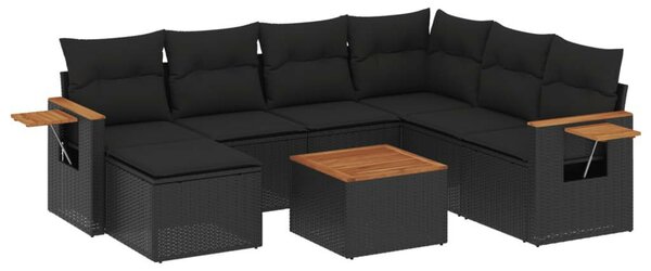 VidaXL Polyrattan Kerti Ülőgarnitúra - 8 részes - Fekete