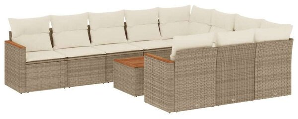 VidaXL Polyrattan Kerti Ülőgarnitúra - 11 részes - Bézs
