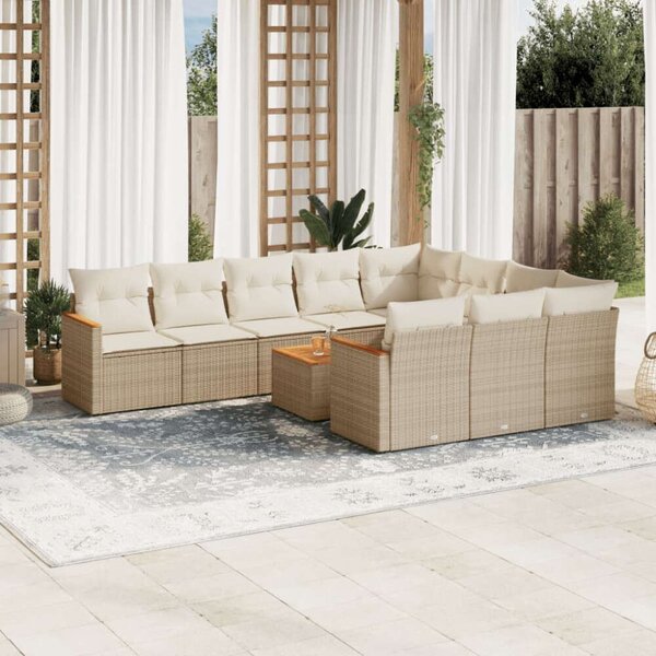 VidaXL Polyrattan Kerti Ülőgarnitúra - 11 részes - Bézs