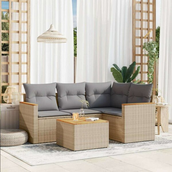 VidaXL Polyrattan Kerti Ülőgarnitúra - 5 részes - Bézs