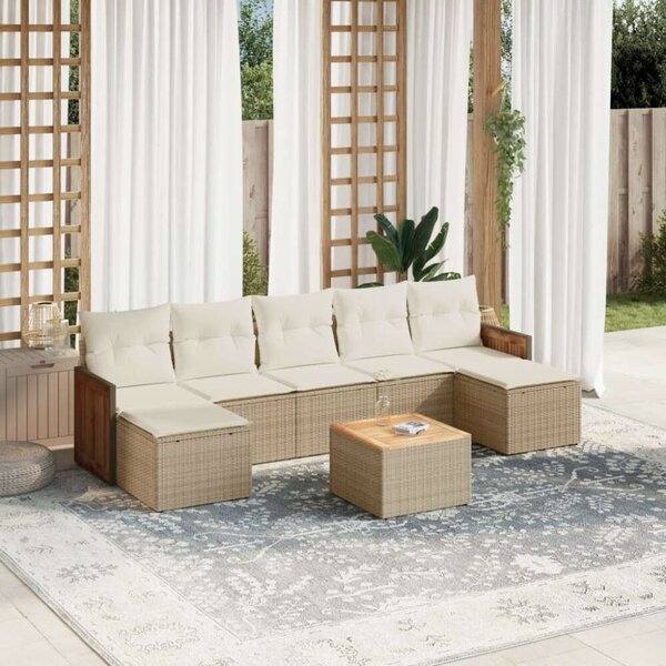 VidaXL Polyrattan Kerti Ülőgarnitúra - 8 részes - Bézs