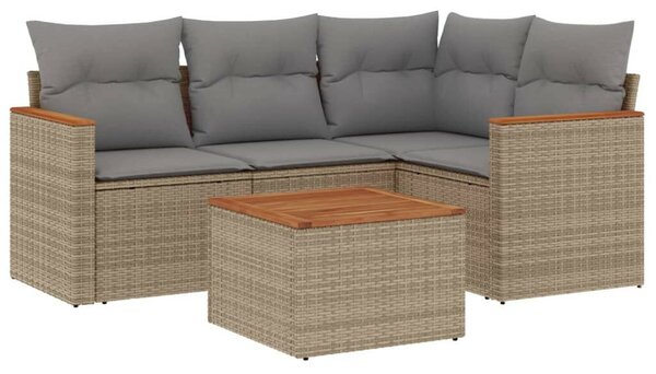 VidaXL Polyrattan Kerti Ülőgarnitúra - 5 részes - Bézs