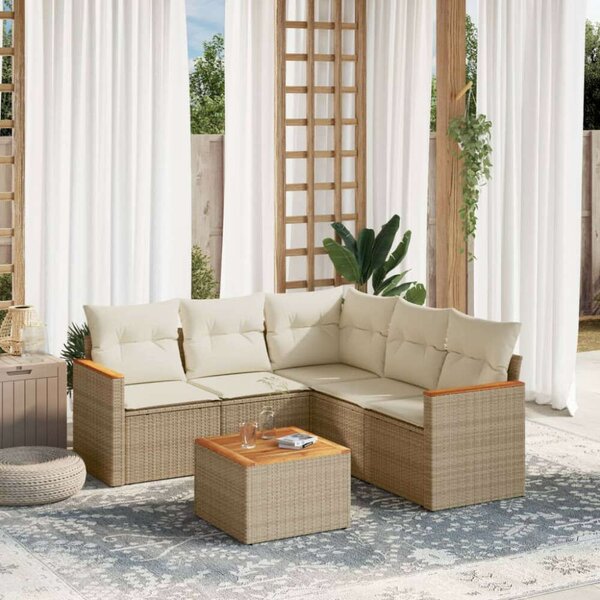 VidaXL Polyrattan Kerti Ülőgarnitúra - 6 részes - Bézs