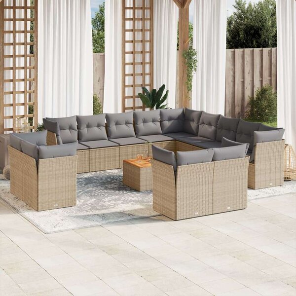 VidaXL Polyrattan Kerti Ülőgarnitúra - 14 részes - Bézs