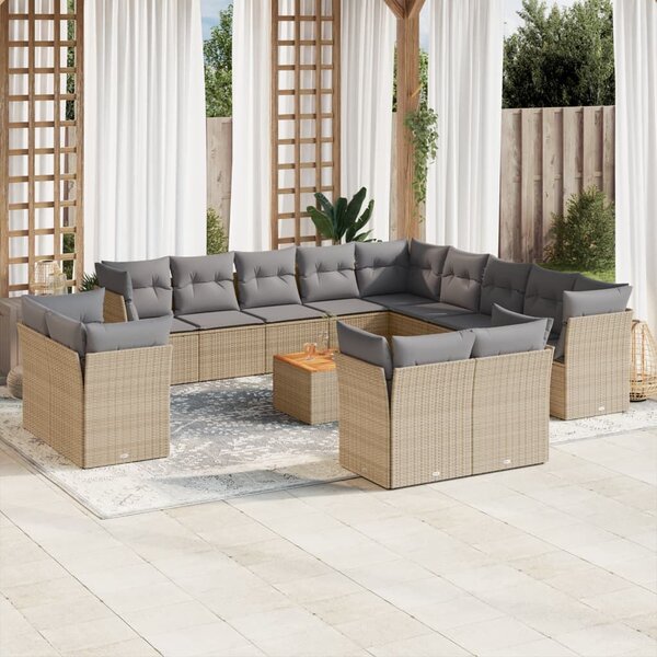 VidaXL Polyrattan Kerti Ülőgarnitúra - 14 részes - Bézs