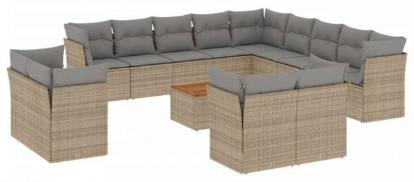 VidaXL Polyrattan Kerti Ülőgarnitúra - 14 részes - Bézs