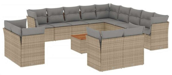 VidaXL Polyrattan Kerti Ülőgarnitúra - 14 részes - Bézs