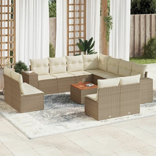 VidaXL Polyrattan Kerti Ülőgarnitúra - 12 részes - Bézs