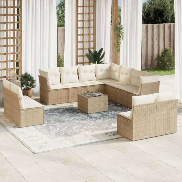 VidaXL Polyrattan Kerti Ülőgarnitúra - 12 részes - Bézs