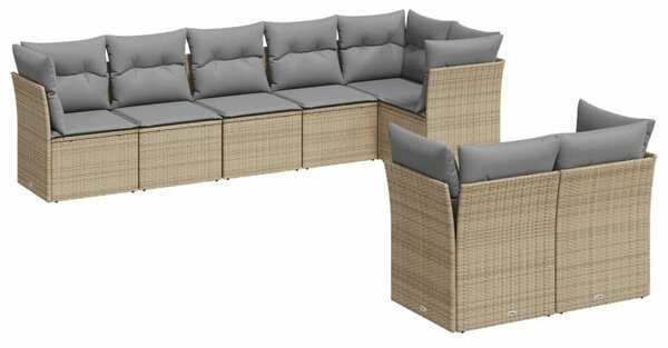 VidaXL Polyrattan Kerti Ülőgarnitúra - 8 részes - Bézs