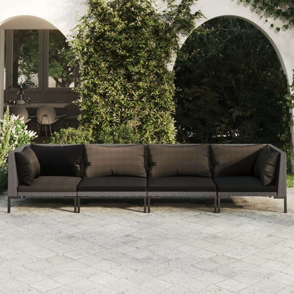VidaXL Polyrattan Kerti Ülőgarnitúra - 4 részes, Sötétszürke