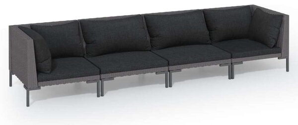 VidaXL Polyrattan Kerti Ülőgarnitúra - 4 részes, Sötétszürke