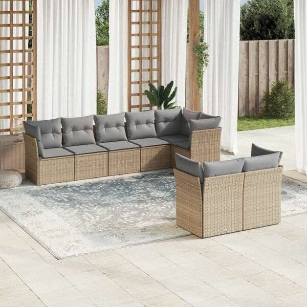 VidaXL Polyrattan Kerti Ülőgarnitúra - 8 részes - Bézs