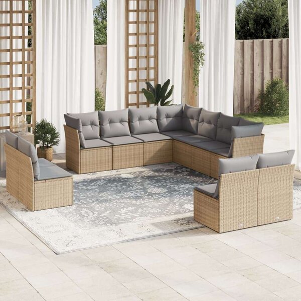 VidaXL Polyrattan Kerti Ülőgarnitúra - 11 részes - Bézs
