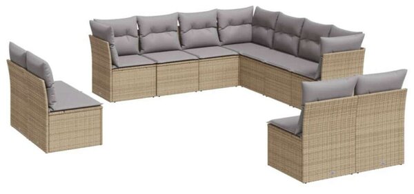 VidaXL Polyrattan Kerti Ülőgarnitúra - 11 részes - Bézs