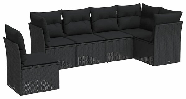 Polyrattan Kerti Ülőgarnitúra - 6 részes - Fekete