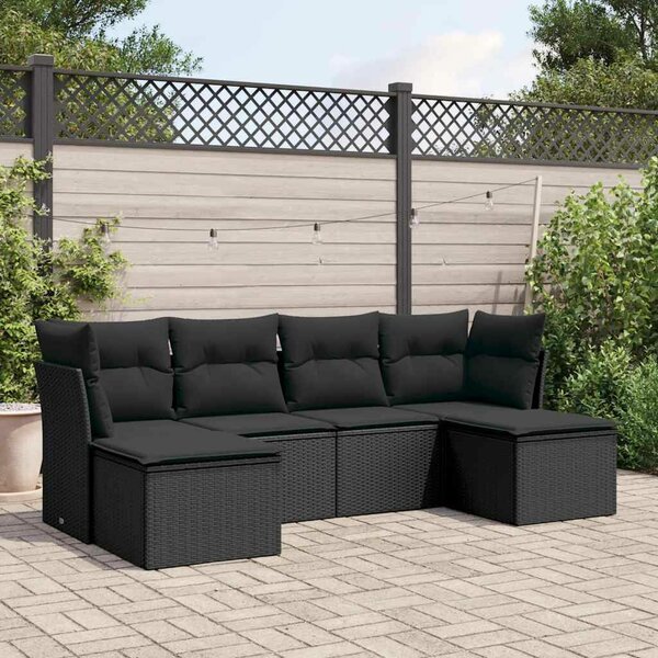 VidaXL Polyrattan Kerti Ülőgarnitúra - 6 részes - Fekete