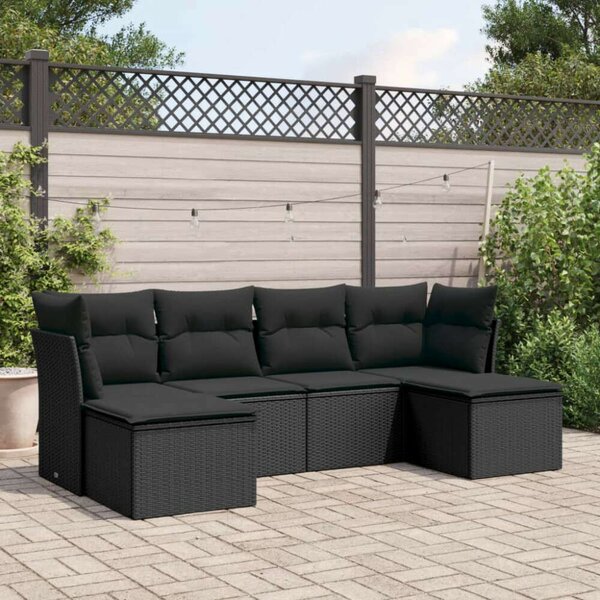 VidaXL Polyrattan Kerti Ülőgarnitúra - 6 részes - Fekete