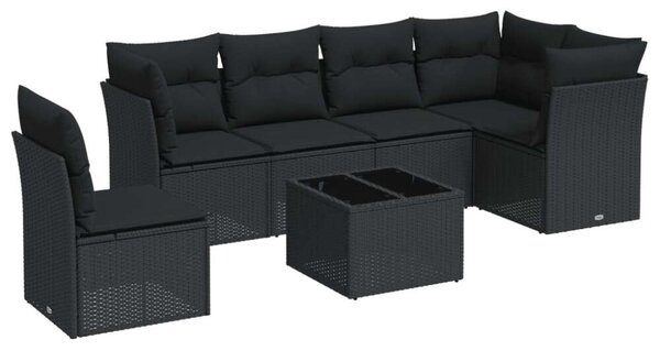VidaXL Polyrattan Kerti Ülőgarnitúra - 7 részes - Fekete