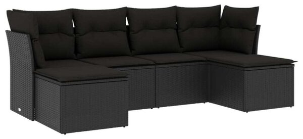 VidaXL Polyrattan Kerti Ülőgarnitúra - 6 részes - Fekete