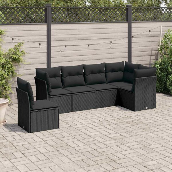 Polyrattan Kerti Ülőgarnitúra - 6 részes - Fekete