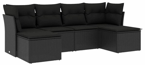 VidaXL Polyrattan Kerti Ülőgarnitúra - 6 részes - Fekete
