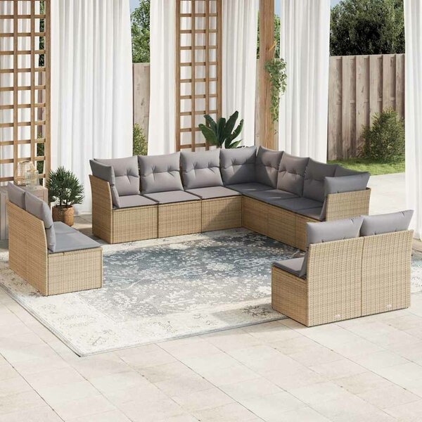 VidaXL Polyrattan Kerti Ülőgarnitúra - 11 részes - Bézs