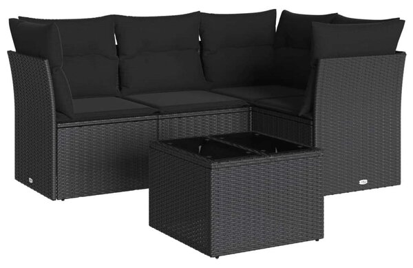 VidaXL 5 részes Polyrattan Kerti Kanapé Szett - Fekete