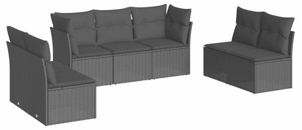 VidaXL Polyrattan Kerti Ülőgarnitúra - 7 részes - Fekete