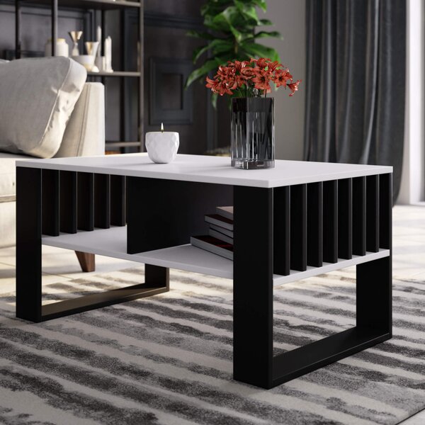 AKORD Rockford Modern Dohányzóasztal Laminált Fehér-Fekete
