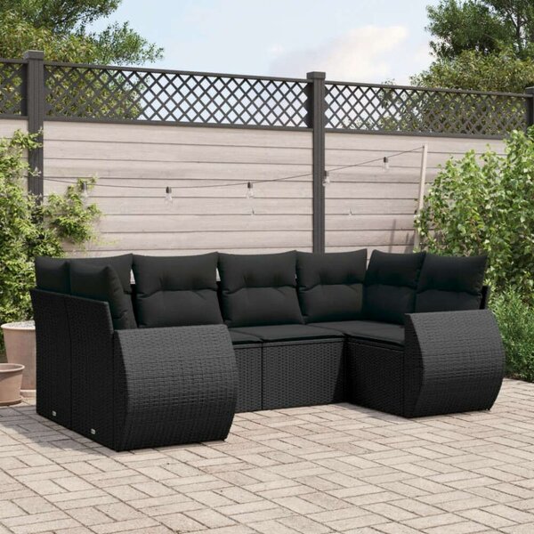 VidaXL Polyrattan Kerti Ülőgarnitúra - Fekete - 6 részes