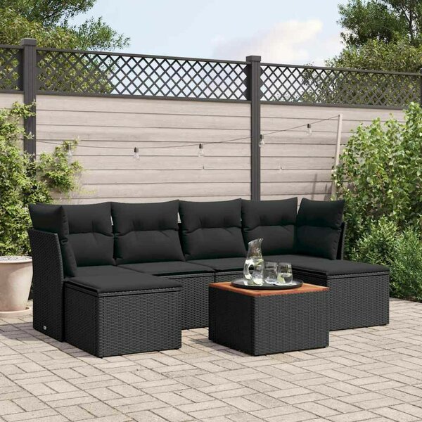 VidaXL Polyrattan Kerti Ülőgarnitúra - 7 részes - Fekete