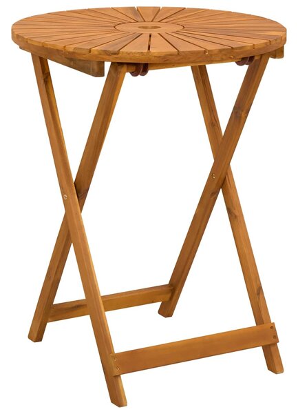 VidaXL Összecsukható kertasztal Természetes Ø60 x 75 cm Tömör Akácfa